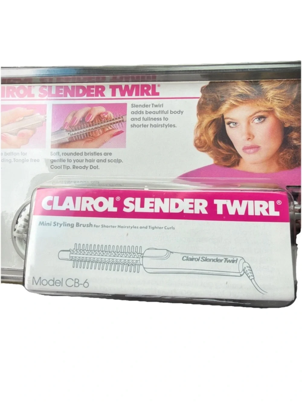 Vintage CLAIROL Slender Twirl CB-6 Curling Iron Brush (80s) New In Box